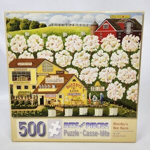 New in Box Bits and Pieces Puzzle "Buzzby's Bee Barn" 500 pieces 16"x20"